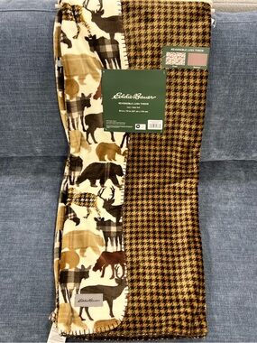 Eddie Bauer Wildlife Reversible Lush Throw - Brown/Cream